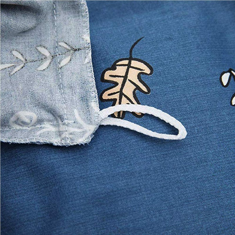 CLOTHKNOW مجموعة أغطية لحاف كلوثنو الأزرق للملكة 3 قطع مجموعات سرير كرتونية حيوانات غابة الغابة غطاء لحاف أرنب مع 2 غطاء وسادة - Image 5